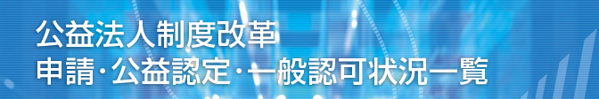 公益法人制度改革 申請・公益認定・一般許可状況一覧